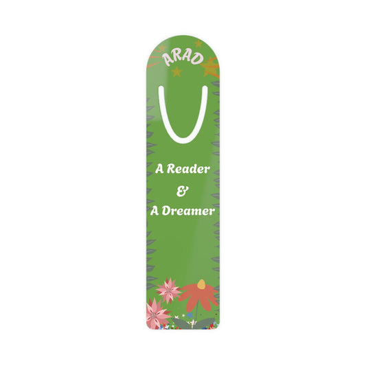 A Reader & A Dreamer Bookmark | Green Illustrated Booklover Metal Bookmark